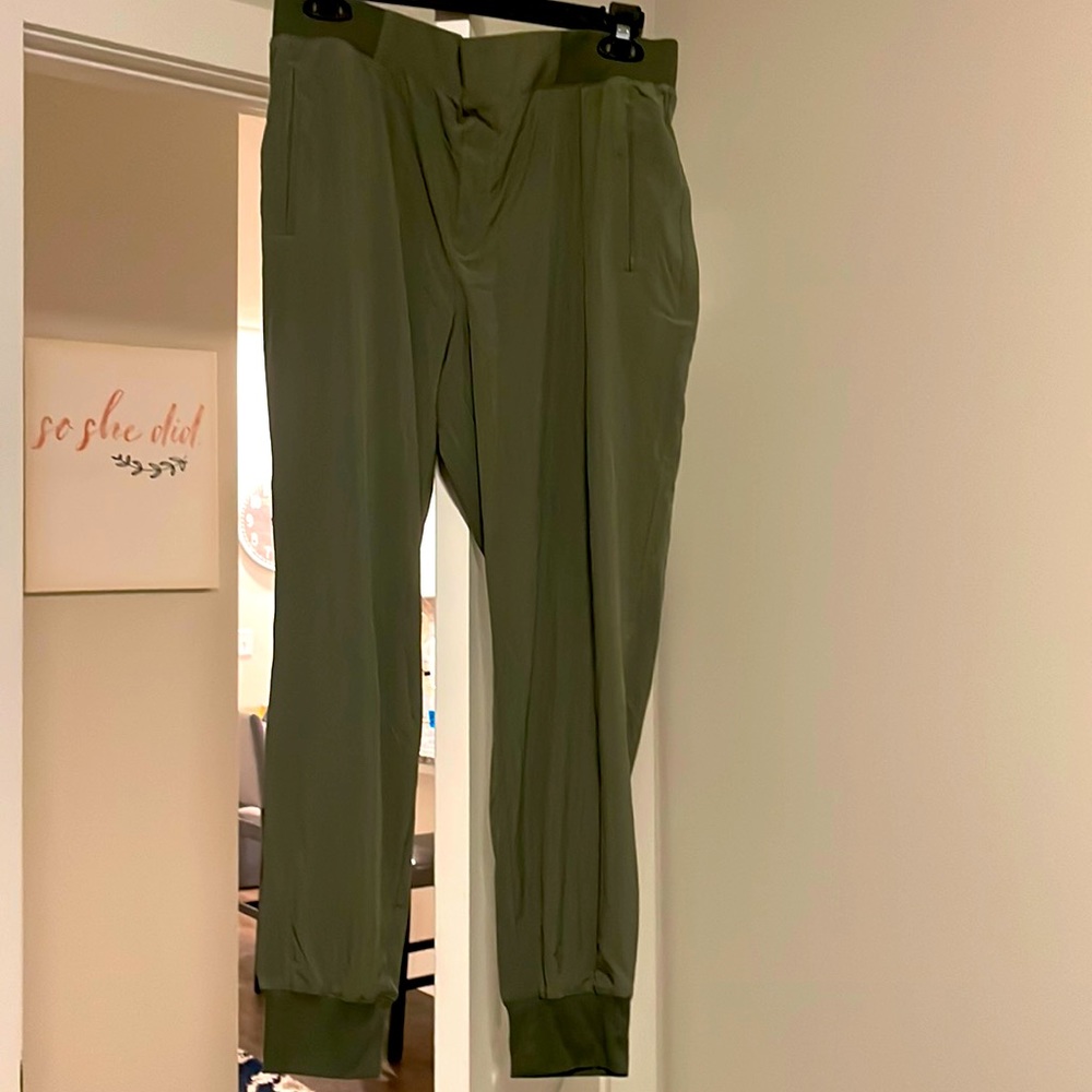 Olive green joggers from Banana Republic